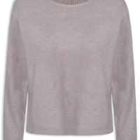 Blusa Feminina Malha Tricot Manga Longa Cinza