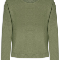 Blusa Feminina Malha Tricot Manga Longa Verde