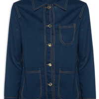 Camisa Feminina Linho com Bolsos Azul
