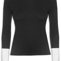 Blusa Feminina Manga Comprida Bicolor P&B - Preto