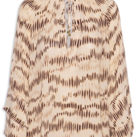Blusa Feminina Manga Longa Estampa Echo - Bege