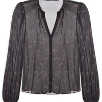 Blusa Feminina Manga Longa Estampa Lily - Preto