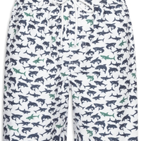 Short Masculino Beachwear Estampa Tubarão - Branco