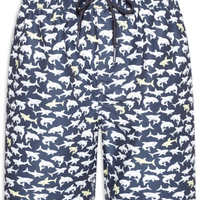 Short Masculino Beachwear Estampa Tubarão - Azul