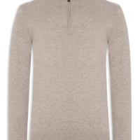Suéter Masculino Puro Cashmere Detalhe Zíper - Bege