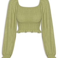 Blusa Feminina Manga Longa Com Lastex - Verde