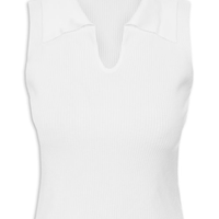 Regata Feminina Tricot Gola Polo - Branco
