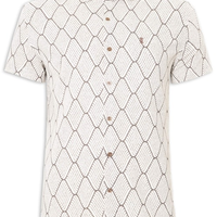 Camisa Masculina Manga Curta Rústica Waves Bege
