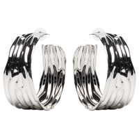 Argola Feminina Texturizada - Prateado