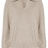 Suéter Feminino Em Tricot Com Gola Polo - Bege