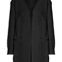 Cardigã Feminino Tricot Texturizado Alongado - Preto