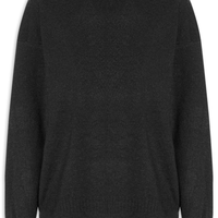 Suéter Feminino Bicolor Em Tricot - Preto