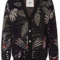 Cardigan Masculino Jacquard Botanique - Preto