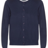 Cardigã Feminino Tricot Detalhe Bicolor - Azul