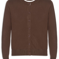Cardigã Feminino Tricot Detalhe Bicolor - Marrom