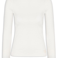 Blusa Feminina ML Rib com Elastano - Branco