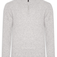 Suéter Masculino Gola Alta Com Meio Zíper Puro Cashmere - Cinza