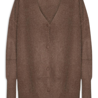 Cardigã Feminino Tricot Oversized Texturizado - Marrom