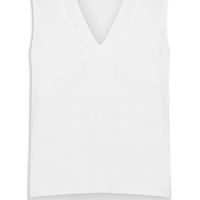 Colete Feminino em Tricot Gola V Branco