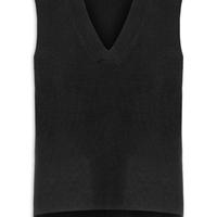 Colete Feminino em Tricot Gola V Preto