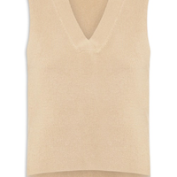 Colete Feminino em Tricot Gola V Bege