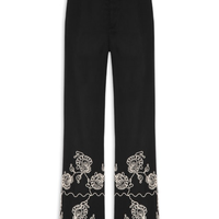 Calça Feminina Pantalona Bordada Preto