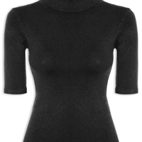 Blusa Feminina Tricot Gola Alta - Preto