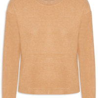 Blusa Feminina Malha Tricot Manga Longa Bege