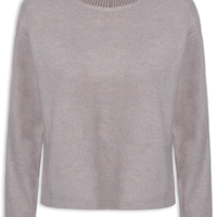 Blusa Feminina Malha Tricot Manga Longa Cinza