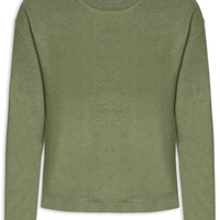 Blusa Feminina Malha Tricot Manga Longa Verde