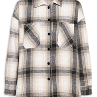Camisa Feminina Flanela Xadrez - Cinza