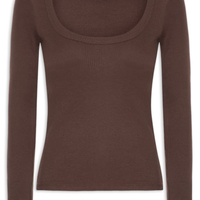 Blusa Ribana Manga Longa - Marrom