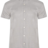 Camisa Masculina Manga Curta Linho - Cinza