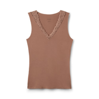 Regata Em Modal e Renda Pretty Flower - Marrom