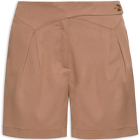 Short Feminino Com Cós Assimétrico - Marrom