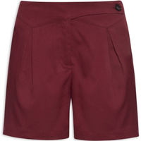 Short Feminino Com Cós Assimétrico - Vermelho