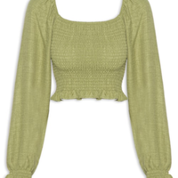 Blusa Feminina Manga Longa Com Lastex - Verde