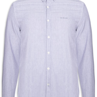 Camisa Masculina Manga Longa Slim Listrada Silk Logo - Azul