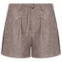Short Feminino Com Pregas - Marrom
