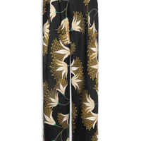 Calça Reta Masculina Jazz Floral Trama Preto