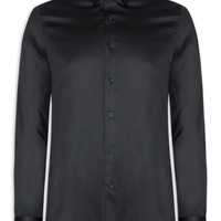 Camisa Social Masculina em Cetim Elastano - Cinza
