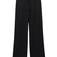 Calças Pantalona Em Modal Com Cashmere Ultralight - Preto
