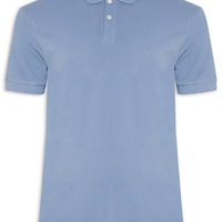 Polo Masculina Básica Regular Fit Em Piquet - Azul