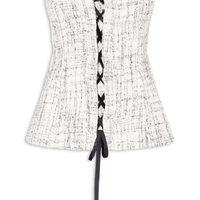 Blusa Feminina Corset Com Amarração Em Tweed - Off White
