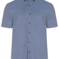 Camisa Masculina Slim Fit Fil a Fil Antilia Azul