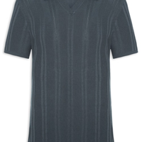 Polo Masculina Em Tricot Com Gola Colômbia - Cinza