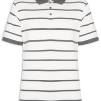 Polo Masculina Meia Malha Fio Tinto Cinza