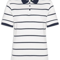 Polo Masculina Meia Malha Fio Tinto Azul