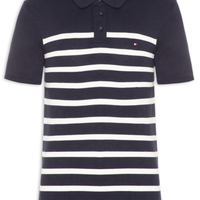Polo Masculina Essentials Listras - Azul