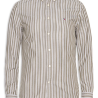 Camisa Masculina Casual Regular Fit Listrada Poplin Texture - Verde
